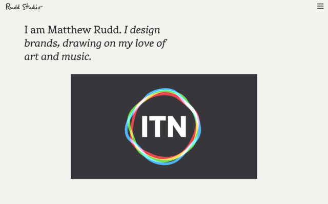 Screenshot of the Rudd Studio website homepage, built by Code With Feeling